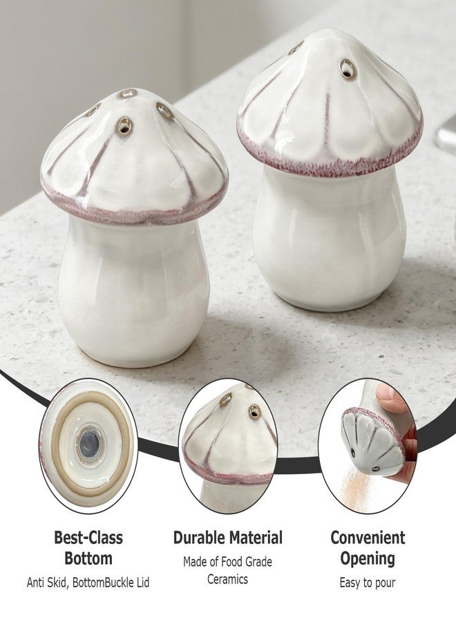 FALESHOS Ceramic Mushroom Salt and Pepper Shakers Set - Adorable Hand-Painted Spice Jars for Kitchen Countertop, Decorative Gift for Cottagecore Aesthetic Dining Table - Image 3