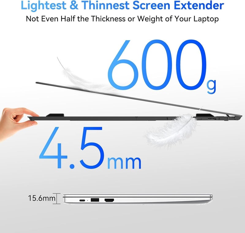 Blackview Laptop Screen Extender,14" Portable Monitor [FHD 1080P TÜV SÜD & Ultra-Slim],Two Cable USB C Travel for 13-17" Laptop,Plug & Play Compatible with Windows/Mac/Chrome OS - Image 2