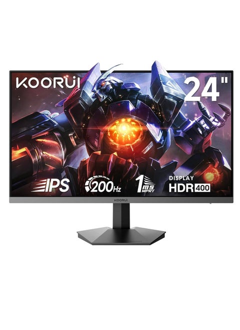 KOORUI G2411P Gaming Monitor, 24" IPS Display, FHD Resolution, 200Hz Refresh Rate, 1ms (MPRT) Response Time, AMD Free Sync Premium Technology, 16.7m Color Display, Black