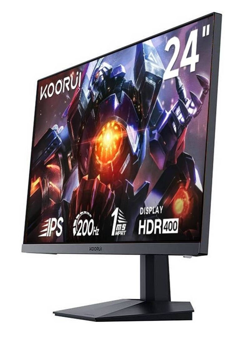 KOORUI - KOORUI G2411P Gaming Monitor, 24" IPS Display, FHD Resolution, 200Hz Refresh Rate, 1ms (MPRT) Response Time, AMD Free Sync Premium Technology, 16.7m Color Display, Black - Image 1