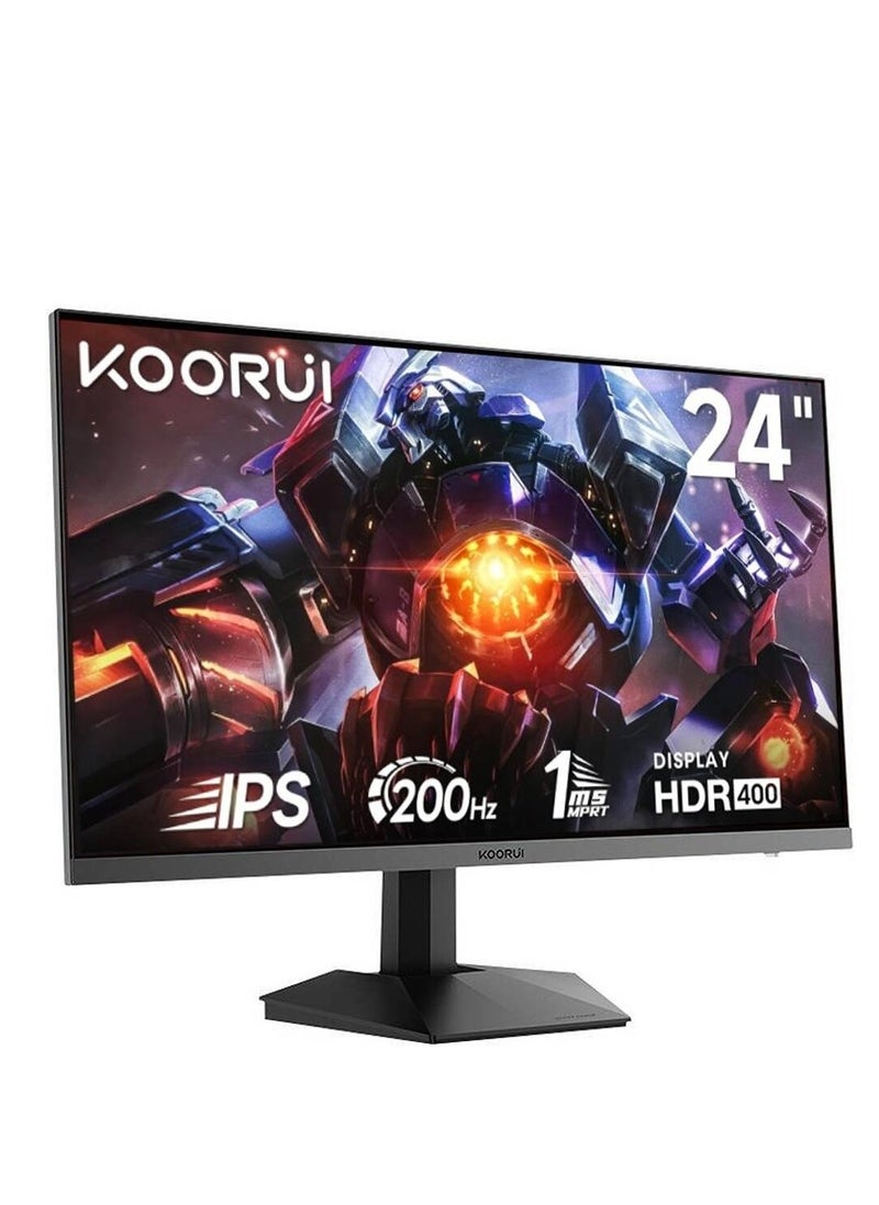 KOORUI - KOORUI G2411P Gaming Monitor, 24" IPS Display, FHD Resolution, 200Hz Refresh Rate, 1ms (MPRT) Response Time, AMD Free Sync Premium Technology, 16.7m Color Display, Black - Image 1