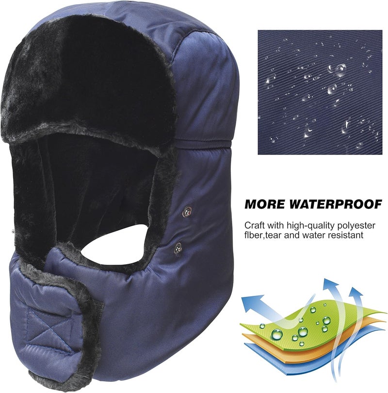 KOOLSOLY Trooper Trapper Hat,Winter Ski Hat with Winter Ear Flap and Ski Windproof Mask - Image 2