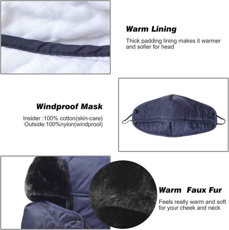 KOOLSOLY Trooper Trapper Hat,Winter Ski Hat with Winter Ear Flap and Ski Windproof Mask - Image 4