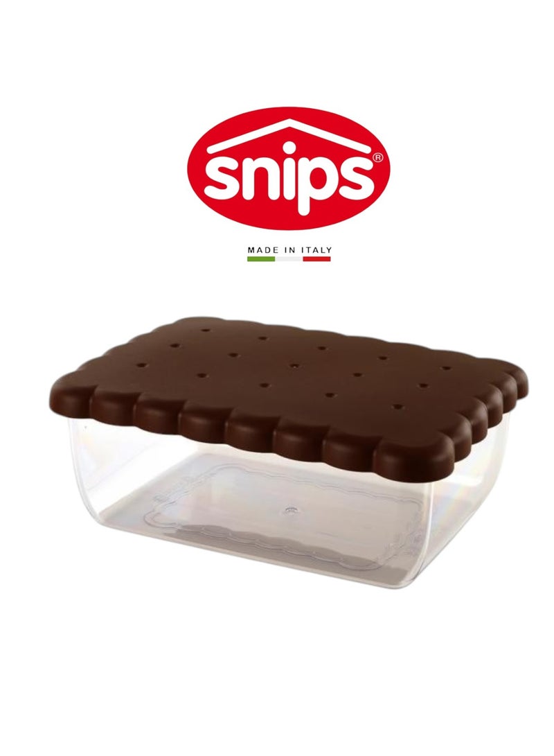 Snips Biscuit Saver Rectangle with Freshness Lid – Brown, 100% Made in Italy - Image 1