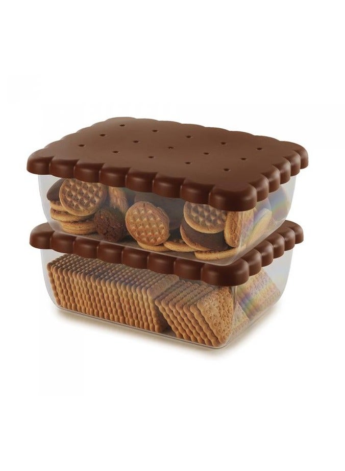 Snips Biscuit Saver Rectangle with Freshness Lid – Brown, 100% Made in Italy - Image 4