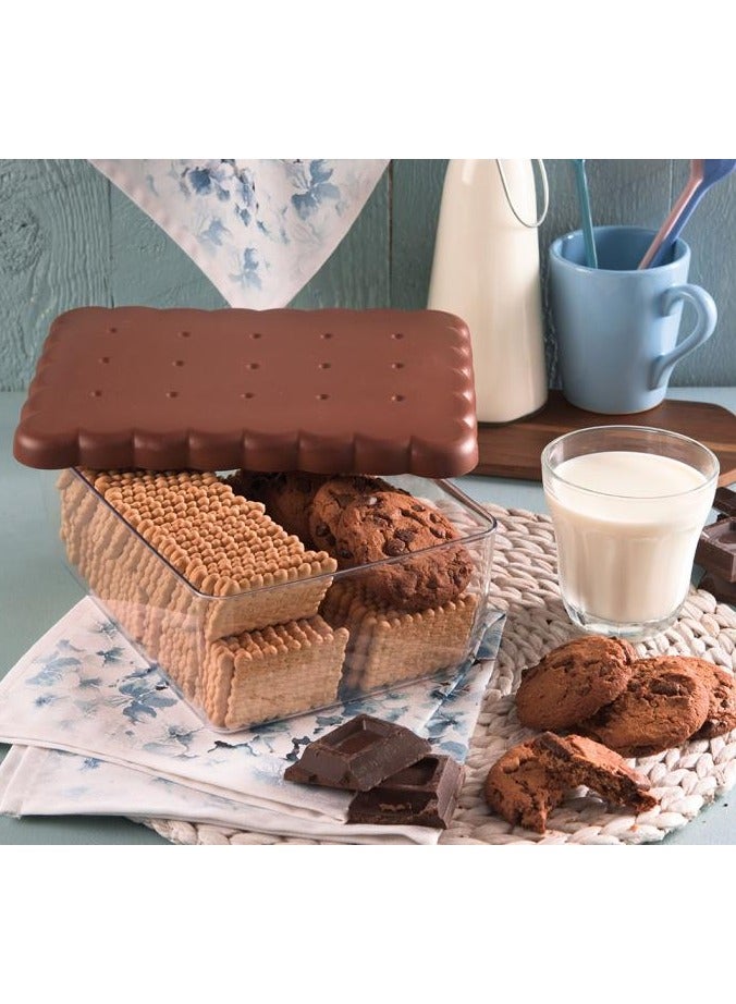 Snips Biscuit Saver Rectangle with Freshness Lid – Brown, 100% Made in Italy - Image 5
