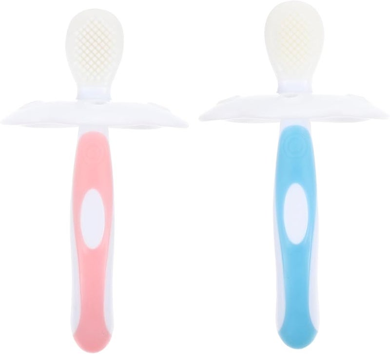 Safigle Toddler Toothbrush 2 Pack Ergonomic Design Soft Bristles Bright Colors - Image 2
