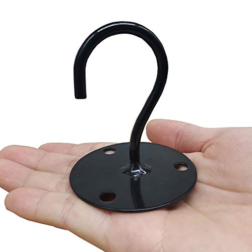 TIHOOD 2PCS Wall Mount Ceiling Hooks, Metal Plant Bracket Iron Wall Mount Lanterns Hangers for Hanging Bird Feeders, Lanterns, Wind Chimes, Planters, Outdoor Decoration Hooks (Black(with chain)) - Image 2