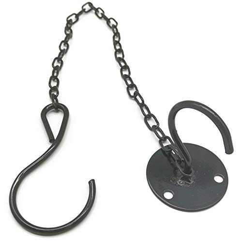 TIHOOD 2PCS Wall Mount Ceiling Hooks, Metal Plant Bracket Iron Wall Mount Lanterns Hangers for Hanging Bird Feeders, Lanterns, Wind Chimes, Planters, Outdoor Decoration Hooks (Black(with chain)) - Image 4