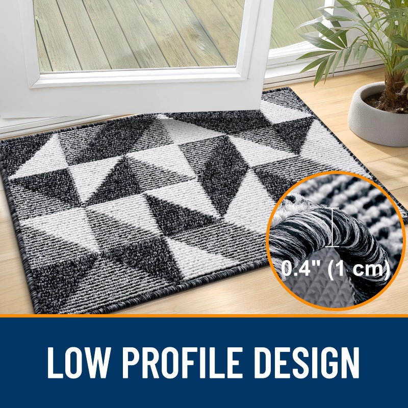 OLANLY Door Mat Indoor Entrance Washable 32x20, Odor-Free Low-Profile Front Back Geometric Doormat, Absorbent Resist Dirt Entry Carpet, Easy to Clean Sturdy Inside Floor Mats for Entryway, Black - Image 4