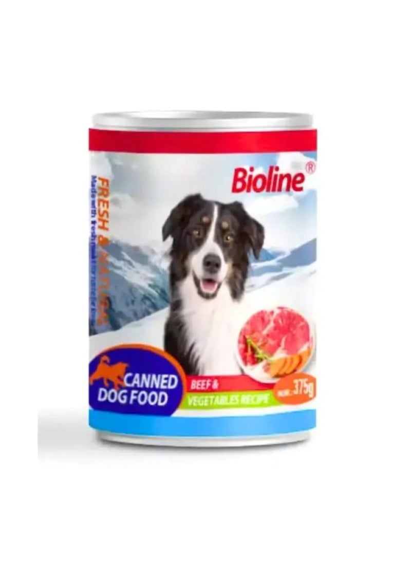 بايولاين طعام الكلاب المعلب - لحم بقري وخضراوات، 375 غرام