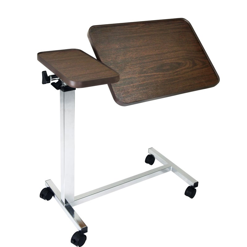 Vaunn Medical Pneumatic Adjustable Tilt Overbed Bedside Table with Wheels for Hospital and Home Use - Image 4