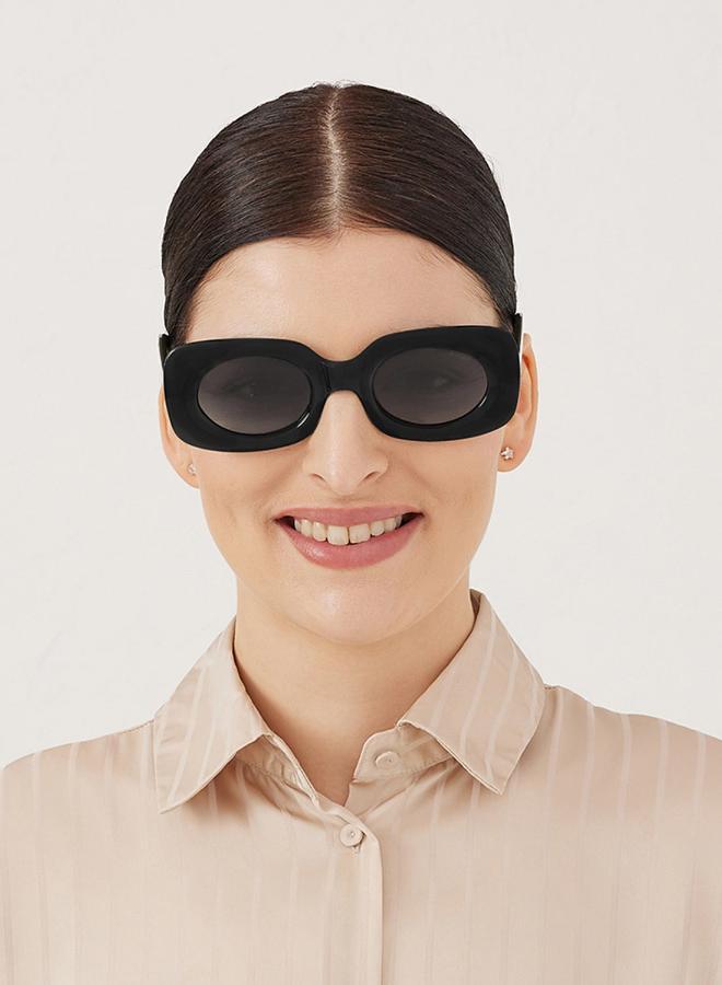 بلاك أوت نظارات شمسية نسائية مستطيلة بحماية  لون أسود - Image 4