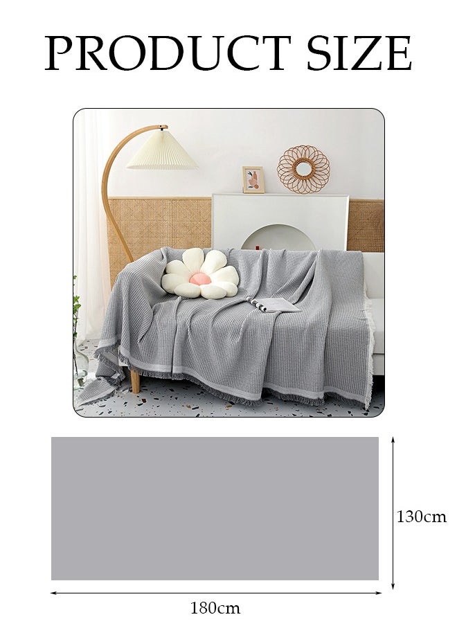 DUNISO - Simple Sofa Cover，Sofa Towel,Simple style Wrap-Up Sofa Cover, All-Season Sofa Blanket of Sofa Cover One Piece Bedding Easy to Take Care of Multi-functional Blanket Shawl Sofa Towel  130*180cm（grey) - Image 1