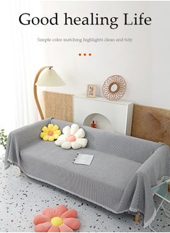 DUNISO Simple Sofa Cover，Sofa Towel,Simple style Wrap-Up Sofa Cover, All-Season Sofa Blanket of Sofa Cover One Piece Bedding Easy to Take Care of Multi-functional Blanket Shawl Sofa Towel  130*180cm（grey)  - Image 3