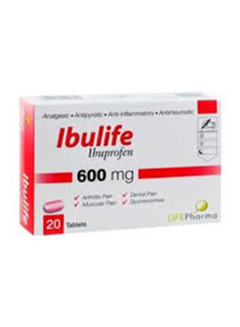 Ibulife 600mg Tablets 20s | Ibuprofen Pain Relief & Anti-Inflammatory Medicine | Fever, Headache & Body Pain Support