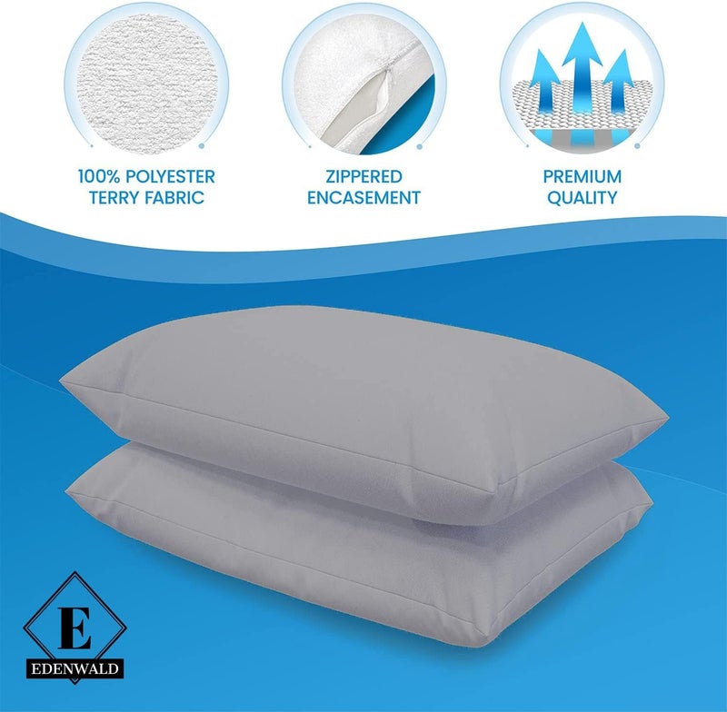 Edenwald Pillow Protector for Memory Foam Pillow Set of 2 pcs Pillow Cover for Orthopedic Pillows Washable Protectors XL King Size 175 x 27 x 5 Inches GreyPillow Cover Only Not Pillows - Image 4