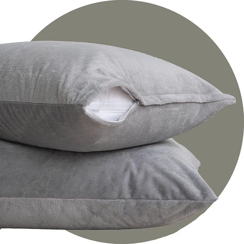 Edenwald Pillow Protector for Memory Foam Pillow Set of 2 pcs Pillow Cover for Orthopedic Pillows Washable Protectors XL King Size 175 x 27 x 5 Inches GreyPillow Cover Only Not Pillows - Image 1