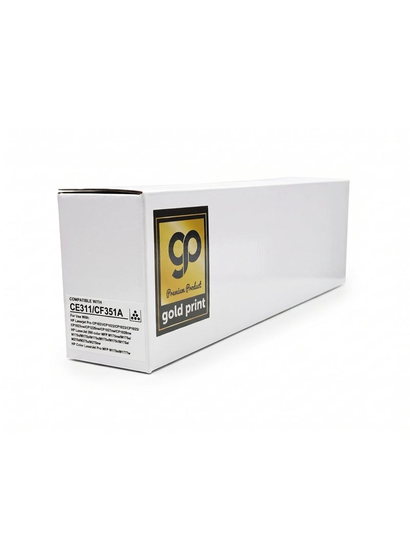 Gold Print Premium Universal Toner CE311 126A, CF351A 130A For Use With: HP Laserjet Pro CP1021, CP1022, CP1023, CP1025, CP1025nW, CP1026nW, CP1027mw, CP1028w, HP LaserJet 200 Color MFP M175nw, M175al, M175b, M175c, M175e, M175p, M175r, M275s, M275, M275u, M275nw, HP Color LaserJet Pro MFP M176n, M177fw (1000 Page) - Image 1