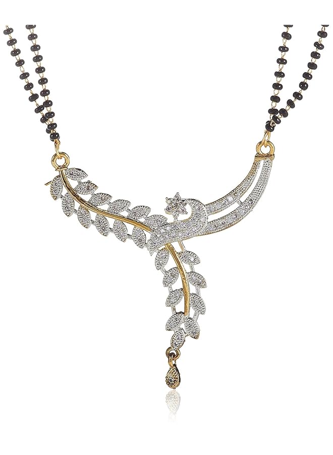 YouBella Latest Design Stylish Traditional Gold Plated And American Diamond Mangalsutra For Women Ybms_10039A Golden - Image 1