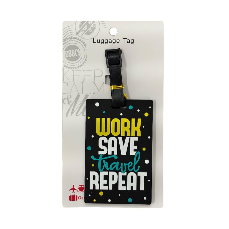 Eitheo Luggage Tags for Kids Luggage Tags with Name & Address Label | Silicone Luggage Tags for Suitcases, Tags for Travel Bags/School Bags Identification tag Colorful Multi (Work Save Travel Repeat) - Image 4