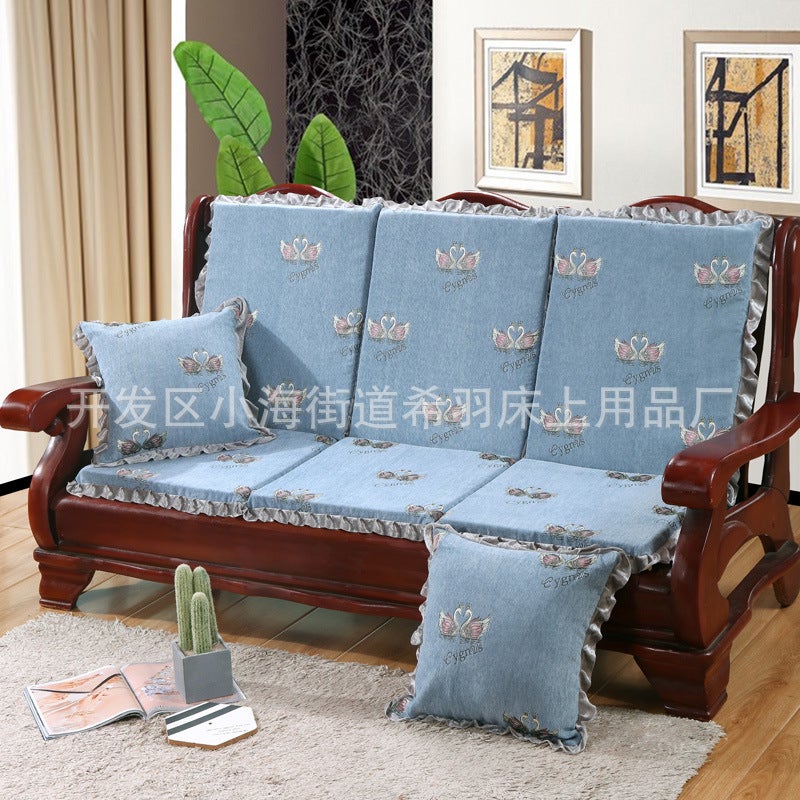 Thickened Plush One-Piece Sponge Red Wooden Sofa Cushion Solid Wood Sofa Cushion With Backrest Removable And Washable - Image 1