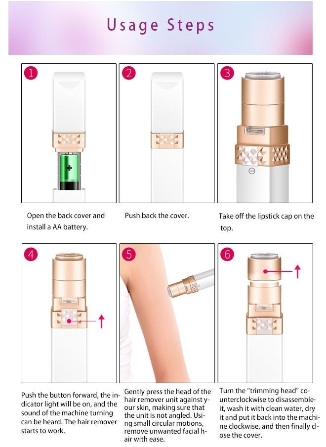 Facial Hair Removal for Women Eyebrow Trimmer and Face Shavers for Women Hair Removal Device for Eyebrows Peach Fuzz Lips Arms with Light