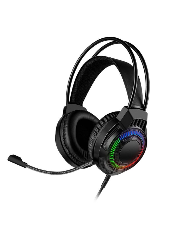 R602 RGB Light-emitting Headset Computer Headset Desktop Game Wire-controlled USB Wired Headset E-sports Headset-Color:R602 [7.1 USB Interface With Packaging]]  - Image 5