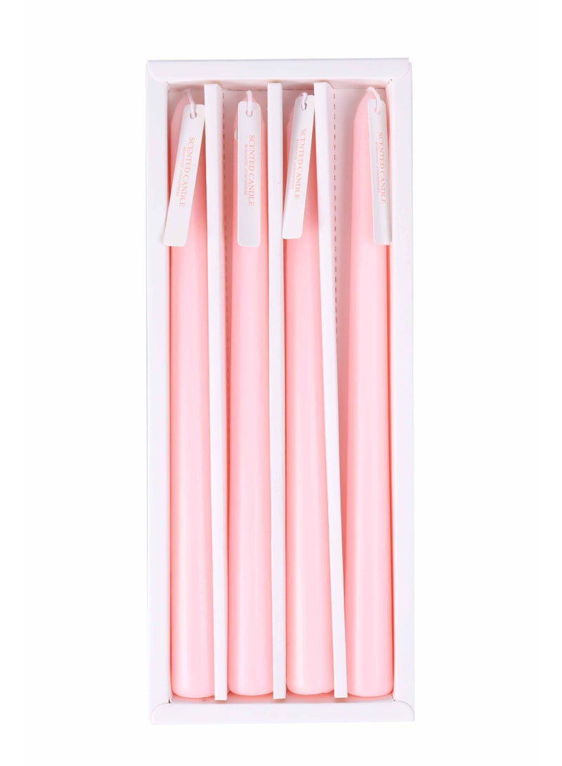 3-Piece Golden Metal Candle Holder Set with 4 Pink Rose Scented Candles, Elegant Home Decor - Image 3