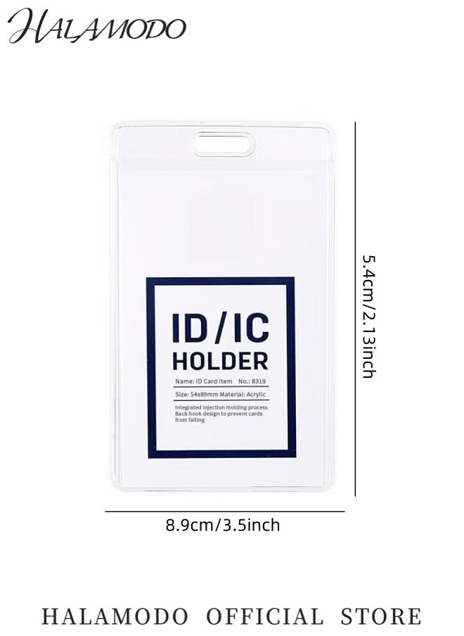 HALAMODO - Vertical ID/IC Card Holder with Transparent Case Clear Acrylic Name Badge Protector with Easy Access Thumb Slot Durable Plastic Badge Holder for Office School and ID Cards - Image 1
