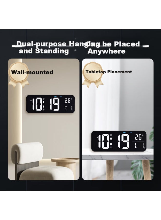 Hense Led Large Screen Electronic Clock, Living Room Creative Minimalist Wall Clock, Desktop Table Clock, Floor Clock, Wall Clock Hw700 Black With White Numbers - Image 2