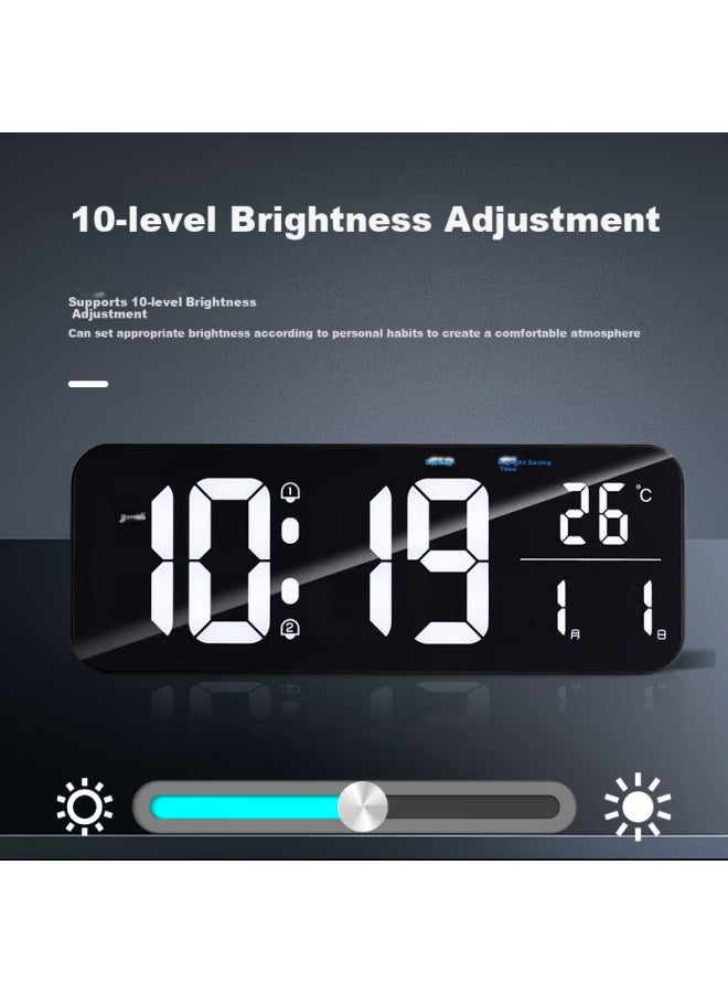 Hense Led Large Screen Electronic Clock, Living Room Creative Minimalist Wall Clock, Desktop Table Clock, Floor Clock, Wall Clock Hw700 Black With White Numbers - Image 3