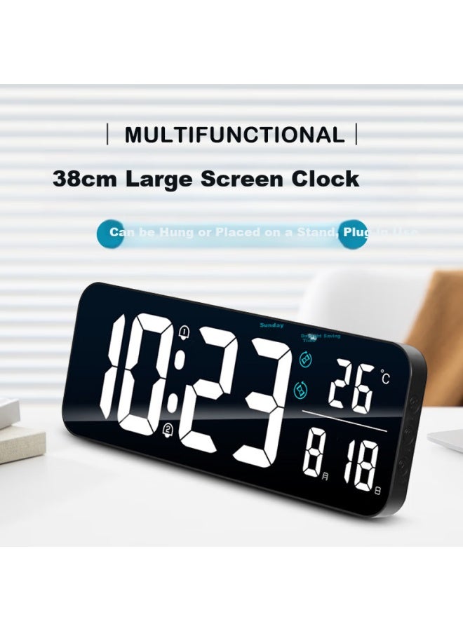 Hense Led Large Screen Electronic Clock, Living Room Creative Minimalist Wall Clock, Desktop Table Clock, Floor Clock, Wall Clock Hw700 Black With White Numbers - Image 1