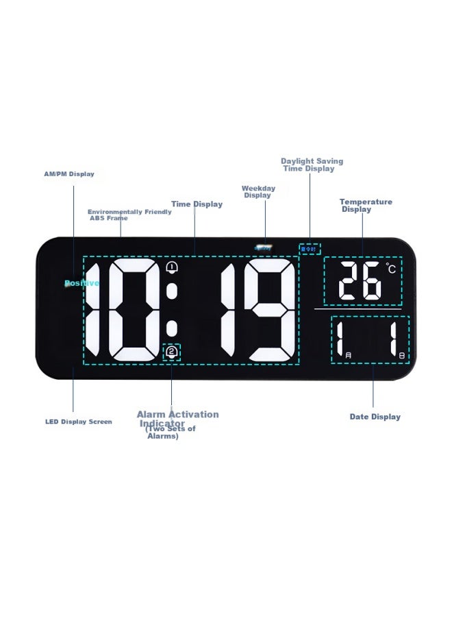 Hense Led Large Screen Electronic Clock, Living Room Creative Minimalist Wall Clock, Desktop Table Clock, Floor Clock, Wall Clock Hw700 Black With White Numbers - Image 4