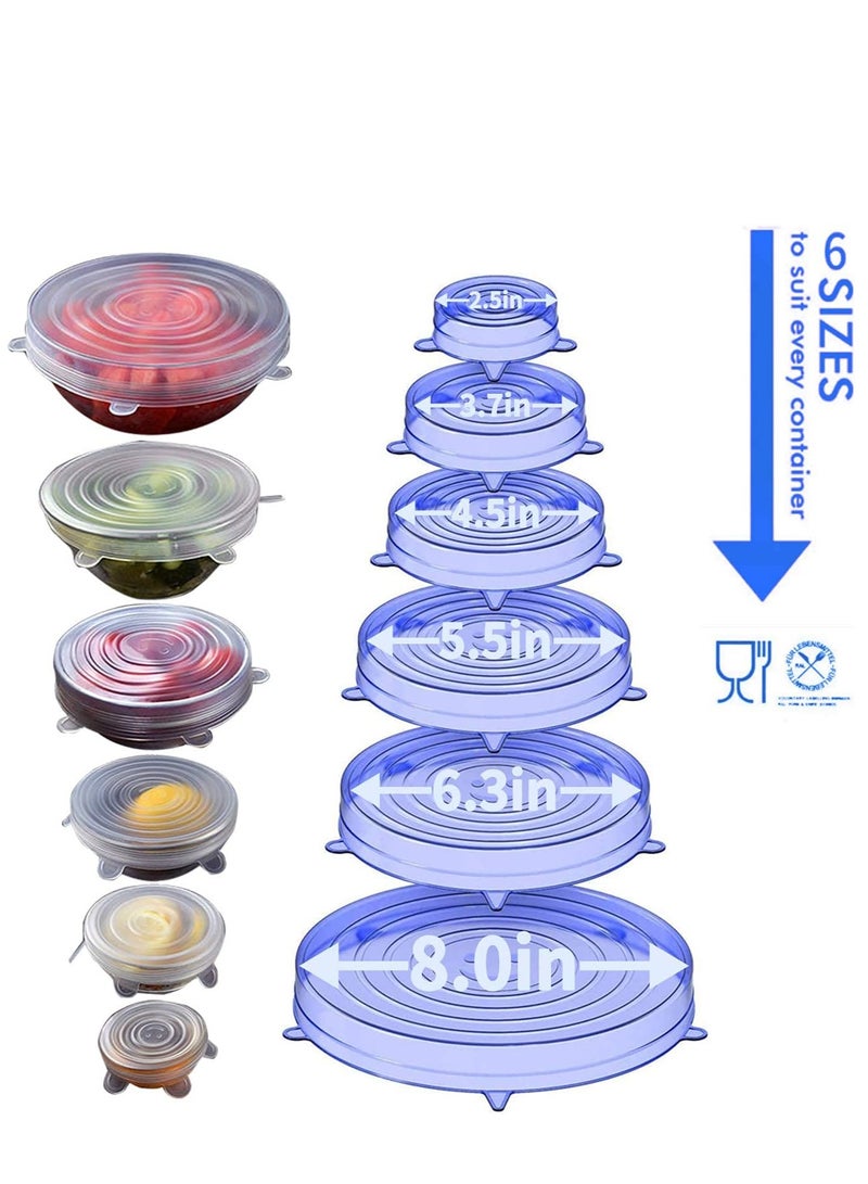 KASTWAVE Silicone Stretch Lids, Miracle Lids, Reusable Silicone Lids With Hanging Holes Fit Round & Square Bowls, Various Sizes Silicone Bowl Covers Keeping Food Fresh Freezer Safe (12Pack) - Image 2