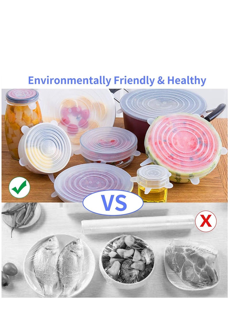 KASTWAVE Silicone Stretch Lids, Miracle Lids, Reusable Silicone Lids With Hanging Holes Fit Round & Square Bowls, Various Sizes Silicone Bowl Covers Keeping Food Fresh Freezer Safe (12Pack) - Image 5