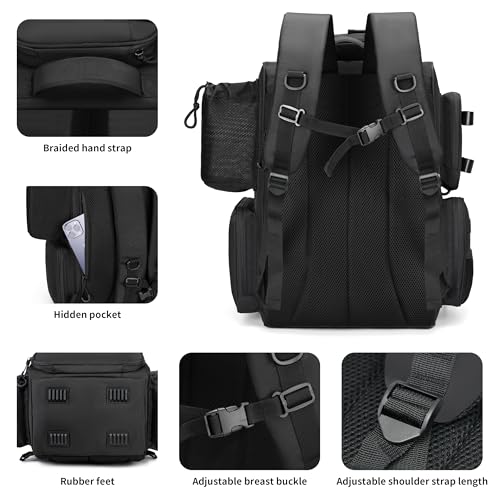 Rabjen Fishing Tackle Backpack with Rod Holders, Bottle Holder, Storage Bag Store Fishing Gear - Image 5