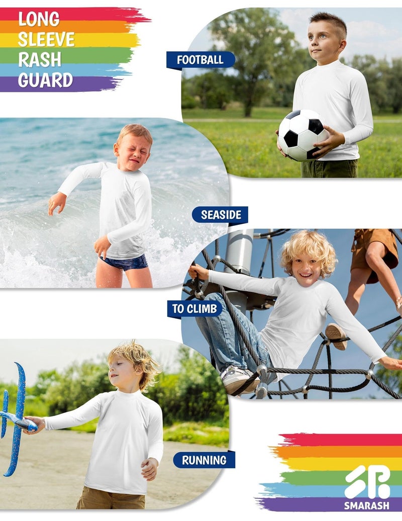 Smarash Boys Rash Guard Long Sleeve Sun Protection UPF50+ T Shirts Rashguard Swim SPF Surf ShirtsQuick Dry Cool Beach Clothes for Toddler Babies Infant Kids White 18-24M - Image 5