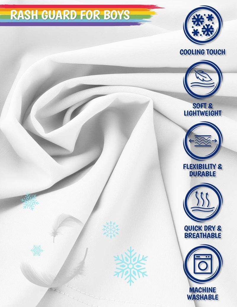 Smarash Boys Rash Guard Long Sleeve Sun Protection UPF50+ T Shirts Rashguard Swim SPF Surf ShirtsQuick Dry Cool Beach Clothes for Toddler Babies Infant Kids White 18-24M - Image 4
