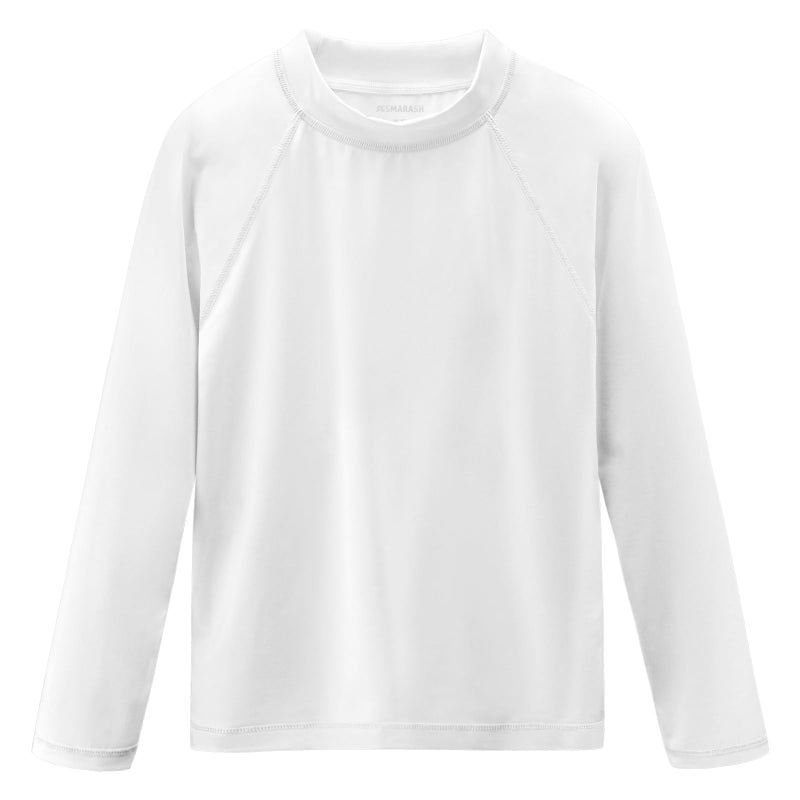 Smarash Boys Rash Guard Long Sleeve Sun Protection UPF50+ T Shirts Rashguard Swim SPF Surf ShirtsQuick Dry Cool Beach Clothes for Toddler Babies Infant Kids White 18-24M - Image 1