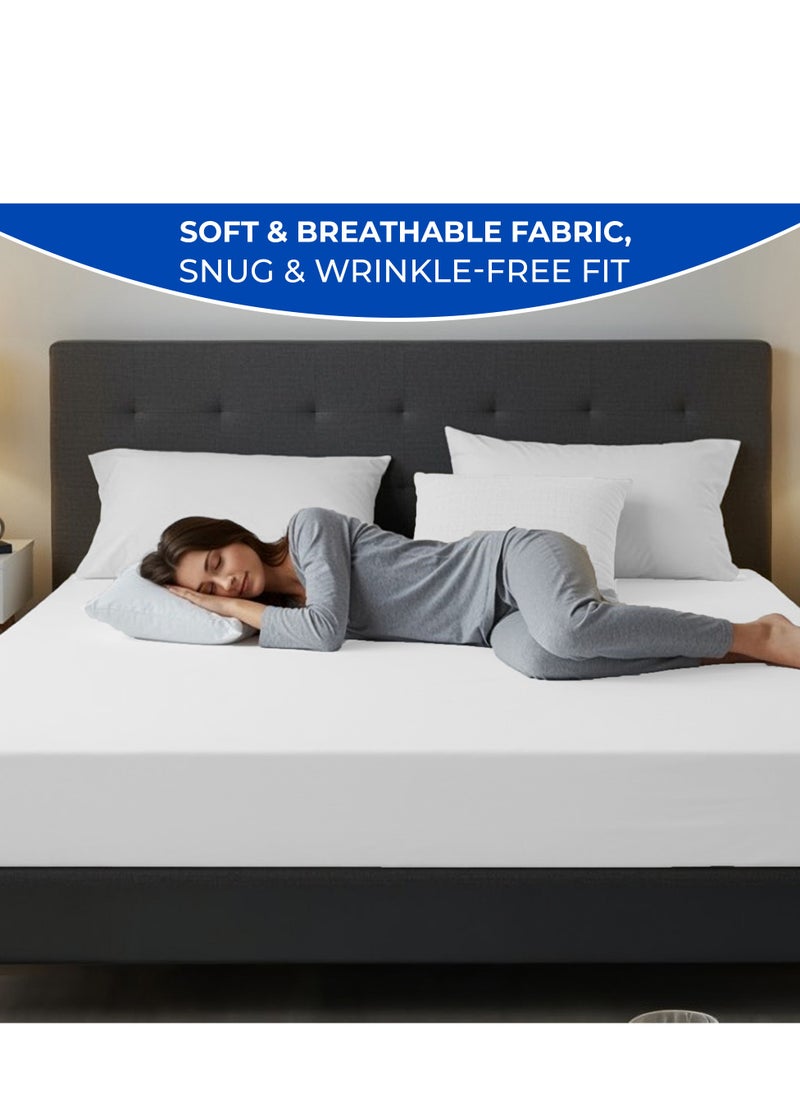 Infinitee Xclusives Infinitee Xclusives Fitted Sheet for Bed King Size 200 x 200 cm - 100% Microfiber - 40 cm Deep Pocket to Fit & Cover Sheets  - Soft, Wrinkle Free & Shrink Resistant Fitted Sheet  - Image 3