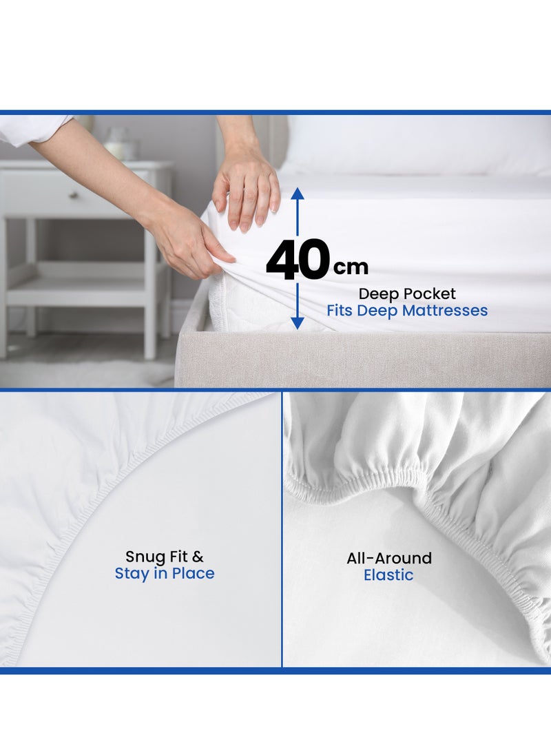 Infinitee Xclusives Infinitee Xclusives Fitted Sheet for Bed King Size 200 x 200 cm - 100% Microfiber - 40 cm Deep Pocket to Fit & Cover Sheets  - Soft, Wrinkle Free & Shrink Resistant Fitted Sheet  - Image 4