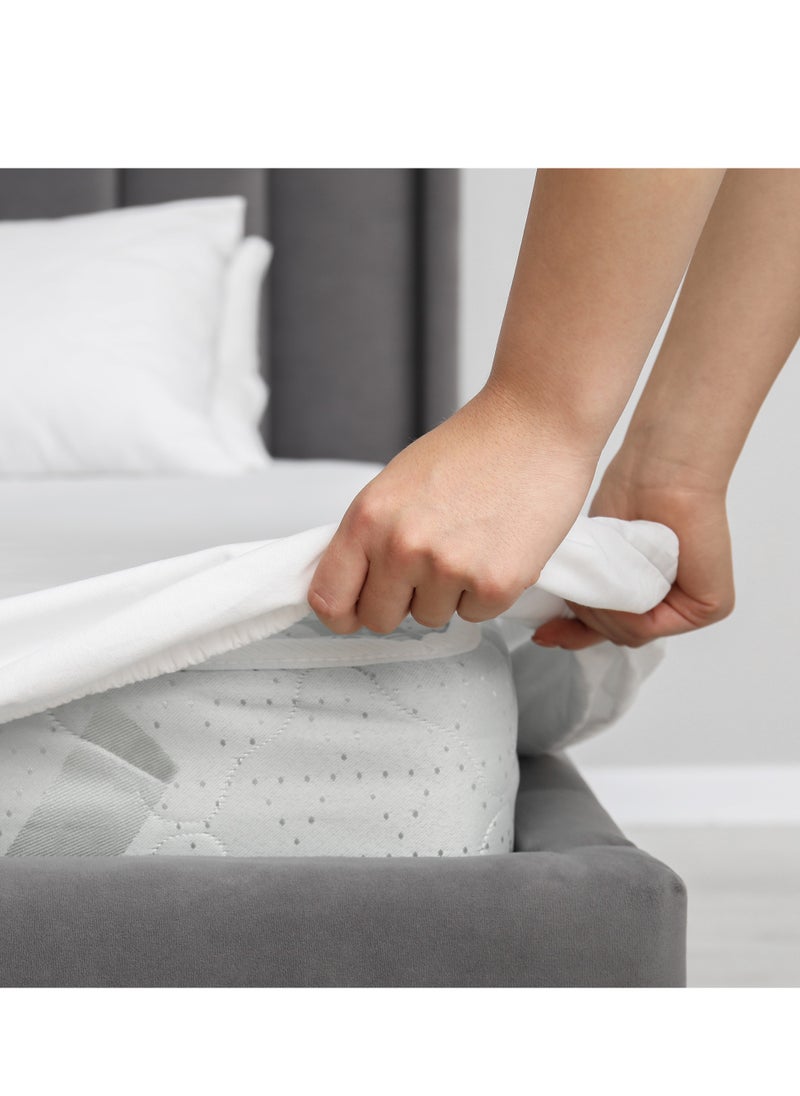 Infinitee Xclusives Infinitee Xclusives Fitted Sheet for Bed King Size 200 x 200 cm - 100% Microfiber - 40 cm Deep Pocket to Fit & Cover Sheets  - Soft, Wrinkle Free & Shrink Resistant Fitted Sheet  - Image 5