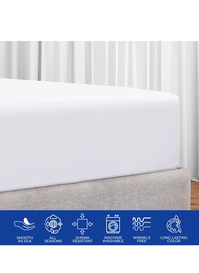 Infinitee Xclusives Fitted Sheet for Bed King Size 200 x 200 cm - 100% Microfiber - 40 cm Deep Pocket to Fit & Cover Sheets  - Soft, Wrinkle Free & Shrink Resistant Fitted Sheet