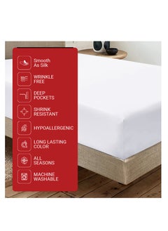 Infinitee Xclusives Infinitee Xclusives Fitted Sheet for Bed King Size 200 x 200 cm - 100% Microfiber - 40 cm Deep Pocket to Fit & Cover Sheets  - Soft, Wrinkle Free & Shrink Resistant Fitted Sheet  - Image 2
