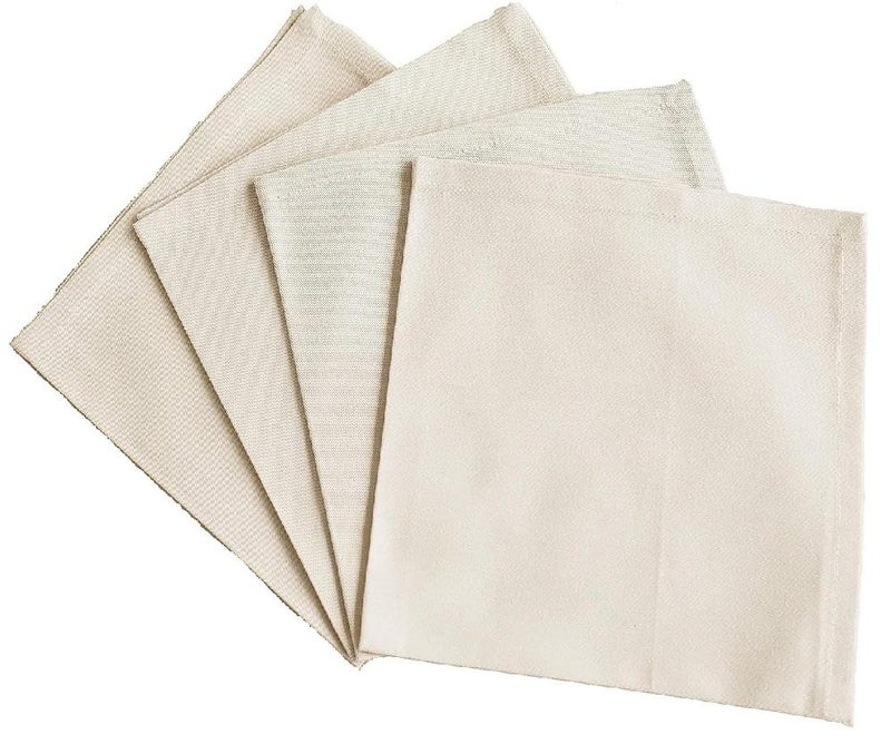 WUD 4pcs Idli Cloth for Steaming idlis, 12 x12 inch Square Shapes with Seamed Edges, Material - Unbleached Muslin Cotton - Image 1