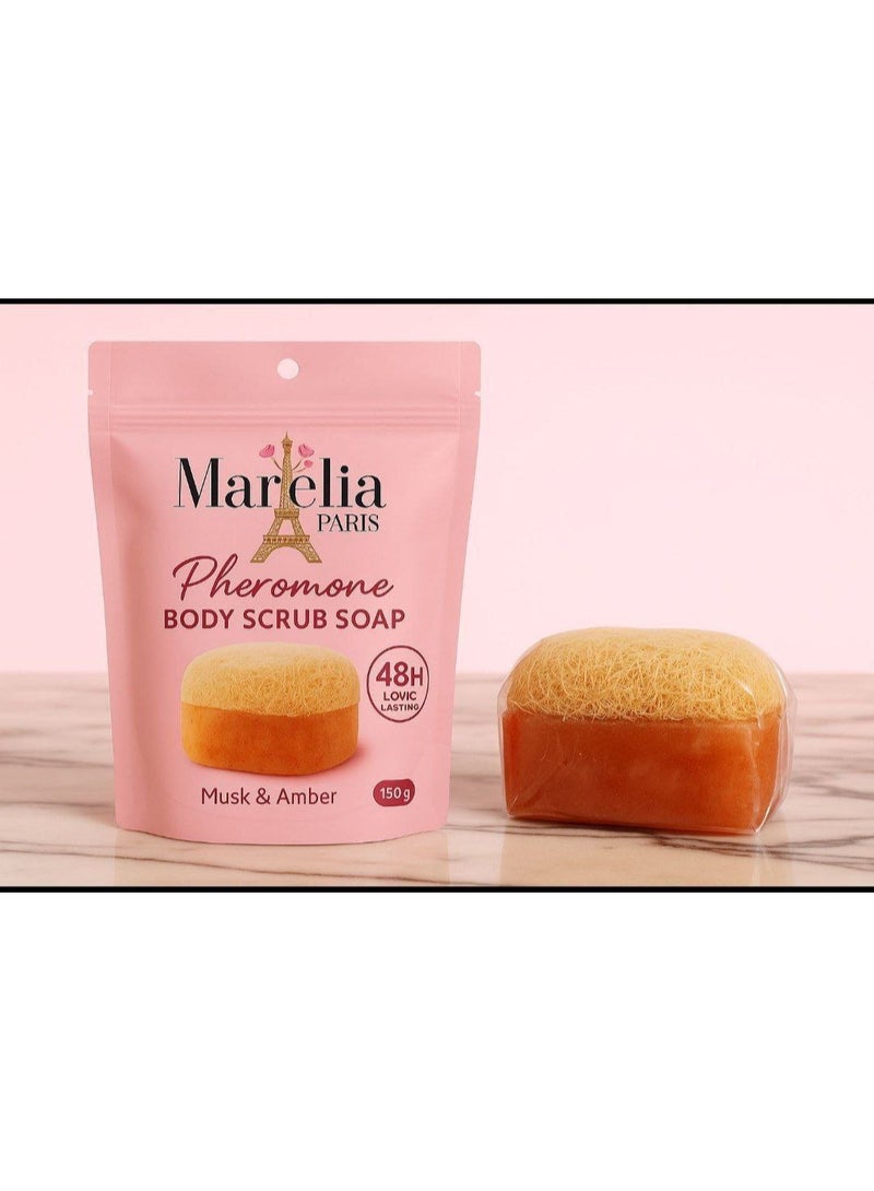 صابون تقشير معطر من مارليا باريس بالفيرمونات – تفتيح وترطيب للجسم والبكيني برائحة المسك والعنبر الثابتة - Image 4
