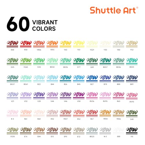 Shuttle Art Automatic Ink Control Acrylic Paint Markers, 60 Colors Brush Tip Acrylic Paint Pens for Rock Painting, Ceramic, Wood, Canvas, Glass, Stone, Fabric, Card Making, DIY & Art Supplies - Image 2
