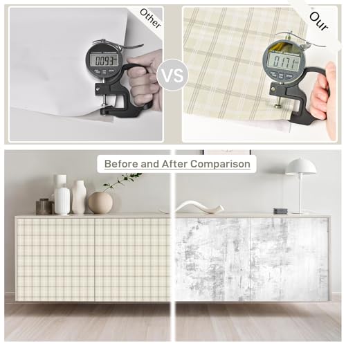 Lativo Plaid Wallpaper Peel and Stick Boho Plaid Self Adhesive Removable Wallpaper for Wall Decor Bedroom Bathroom Waterproof Gingham Neutral Checkered Contact Paper for Cabinets Nursery 78.7in 17.3in - Image 5