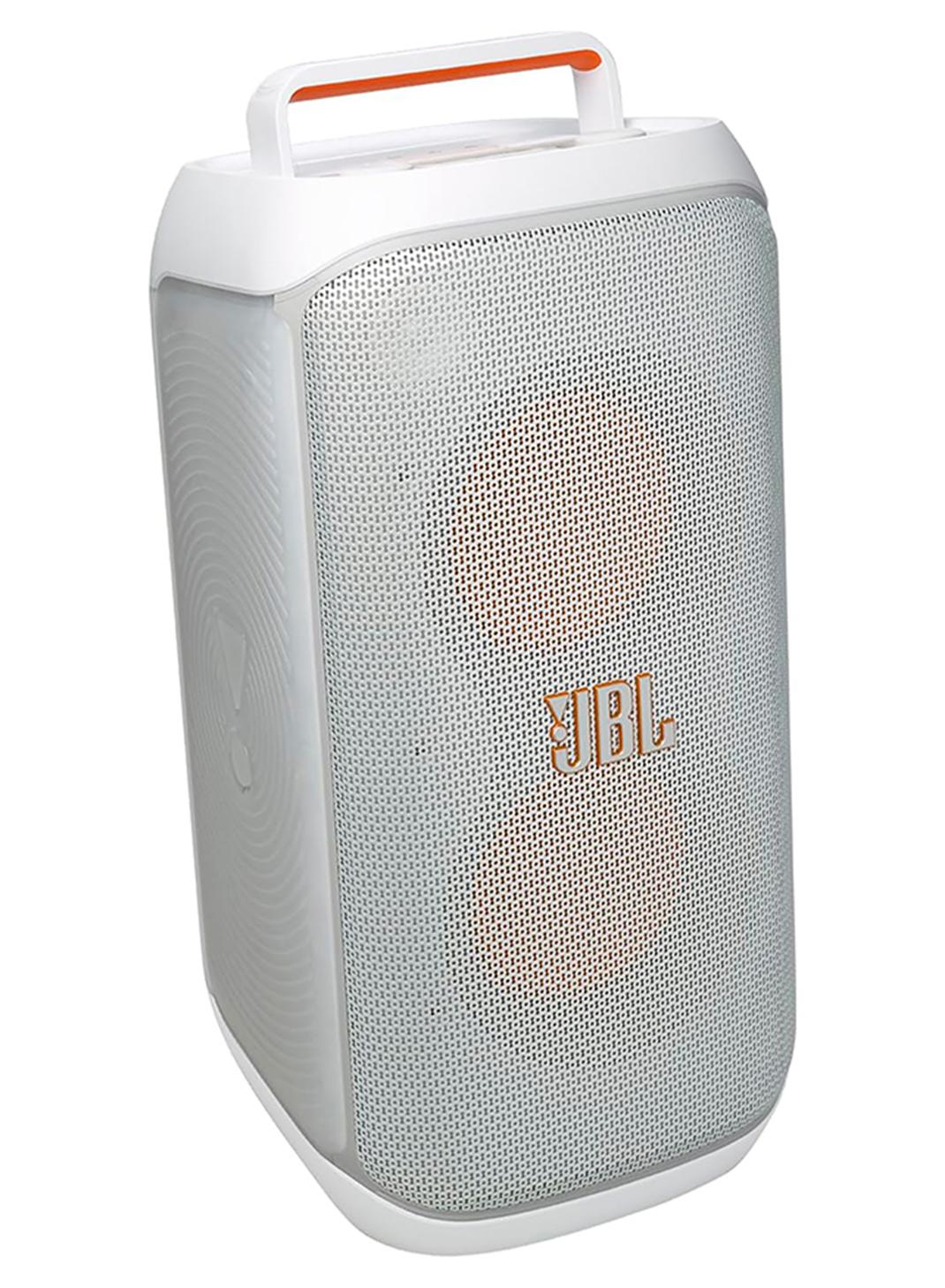 PartyBox Club 120 - Portable Party Speaker with Foldable Handle, Powerful Pro Sound, Futuristic lightshow, Up to 12 Hours of Play time, Splash Proof, Dual Mic & Guitar Inputs JBLPBCLUB120SWUK White